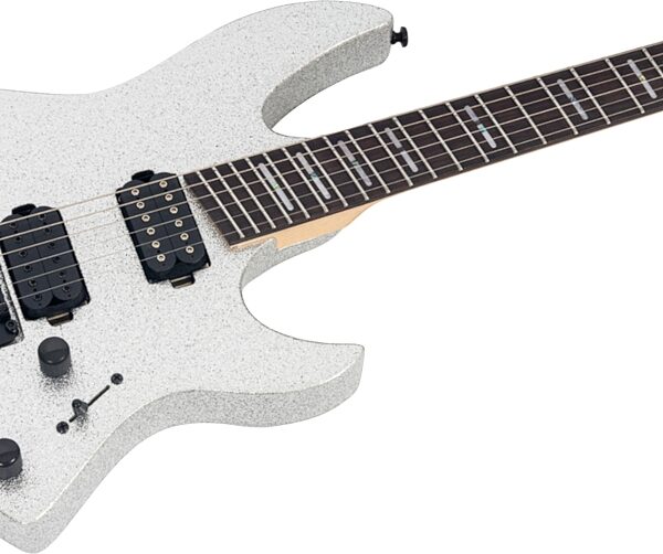 Sire Larry Carlton X6 Headless Electric Guitar (with Gig Bag), Silver Sparkle, Action Position Back