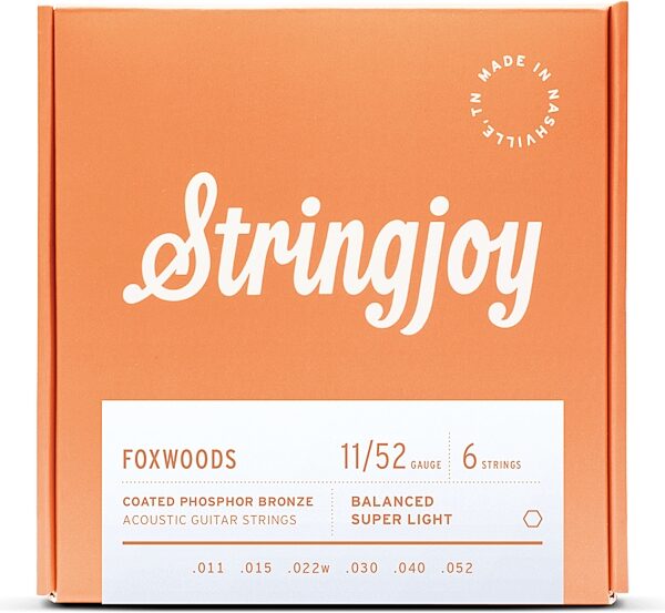 Stringjoy SJ-FW Foxwoods Coated Phosphor Bronze Acoustic Guitar Strings, 11-52, Action Position Back