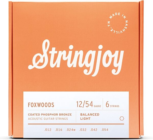 Stringjoy SJ-FW Foxwoods Coated Phosphor Bronze Acoustic Guitar Strings, 12-54, Action Position Back