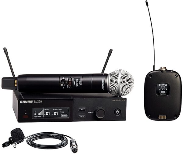 Shure SLXD124/85M Combo Wireless Microphone System with SM58 and WL185m, Band G58 (470-514 MHz), Main