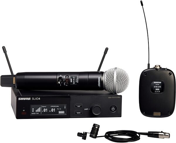 Shure SLXD124/85 SM58/WL185 Combo Wireless Microphone System, Band G58 (470-514 MHz), Main