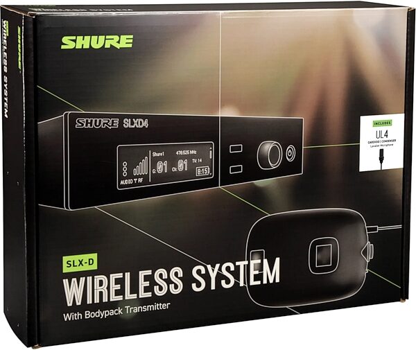 Shure SLXD14/UL4B Cardioid Lavalier Wireless Microphone System, Band G58, Action Position Back