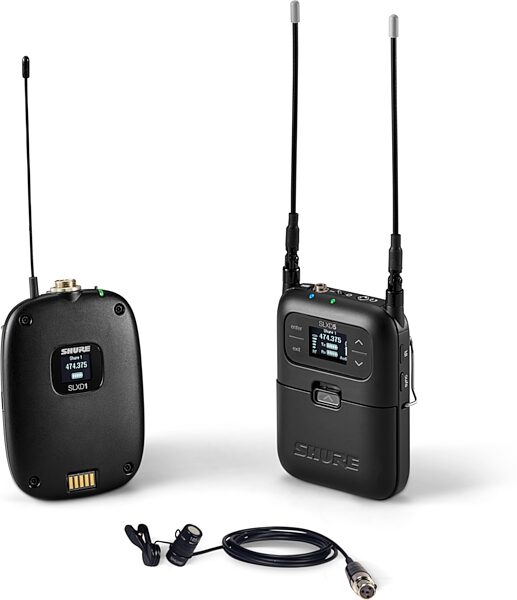 Shure SLXD15/W85 Portable Digital Wireless System with SLXD1 Bodypack Transmitter and WL185 Cardioid Lavalier Microphone, G58, Action Position Back