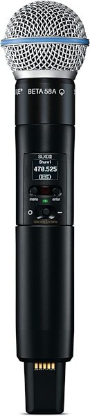 Shure SLXD2/B58 Handheld Wireless Beta58 Microphone Transmitter, Band J52 (558-602, 614-616 MHz), Warehouse Resealed, Detail Front