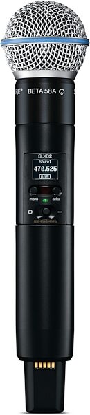Shure SLXD24/B58 Handheld Wireless Beta 58 Microphone System, Band H55 (514-558 MHz), Detail Side