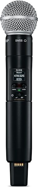Shure SLXD2/SM58 Handheld Digital Wireless Transmitter with SM58 Microphone Capsule, Band G58 (470-514 MHz), Blemished, Detail Front