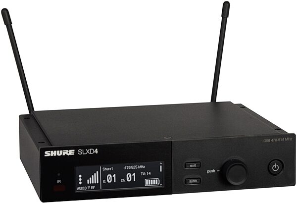 Shure SLXD14/DL4B Wireless Microphone System with DL4B/O Lavalier, Band H55, Warehouse Resealed, Detail Side
