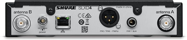 Shure SLXD124/85 SM58/WL185 Combo Wireless Microphone System, Band H55 (514-558 MHz), Detail Side