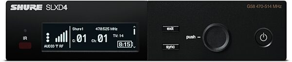 Shure SLXD124/85 SM58/WL185 Combo Wireless Microphone System, Band H55 (514-558 MHz), Detail Side