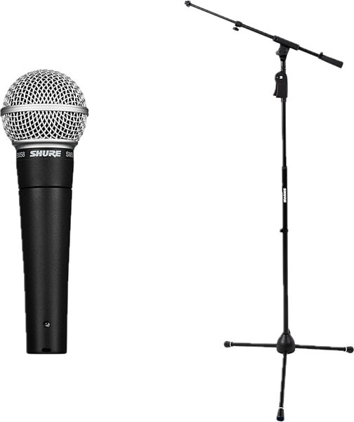 Shure SM58 Dynamic Handheld Microphone, Standard, with Tripod Boom Stand, Main