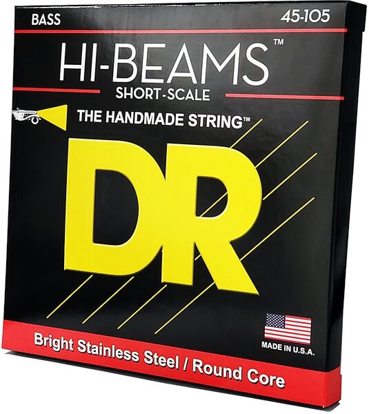 DR Strings Hi-Beam Short Scale Bass Strings, Medium, 45-105, Angled Front