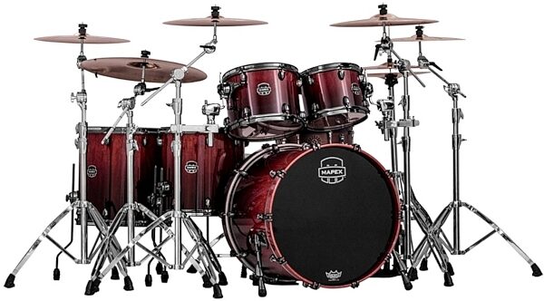 Mapex SM628XB Saturn IV MH Exotic Studioease Drum Shell Kit, 5-Piece, Cherry Mist Rosewood Burl