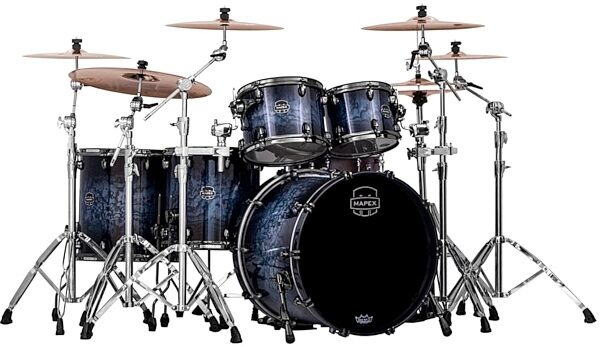 Mapex SM628XB Saturn IV MH Exotic Studioease Drum Shell Kit, 5-Piece, Deep Water Ash Burl