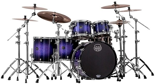 Mapex SM628X Saturn IV MH Studioease Drum Shell Kit, 5-Piece, Red and Blue Hybrid Sparkle