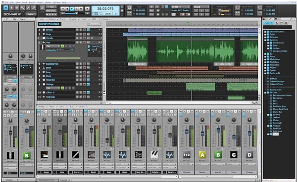 Cakewalk Sonar X1 Studio Music Production Software (Windows), Screenshot