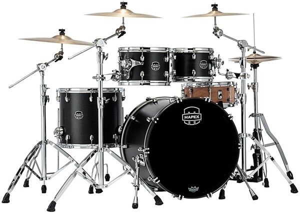 Mapex SR529XU Saturn Rock Drum Shell Kit, 4-Piece, Satin Black, No-Snare, Main