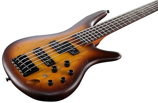 Ibanez SR655 Electric Bass, 5-String, Brown Burst Flat Angle