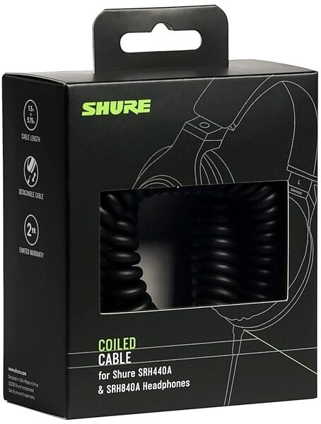 Shure SRH Coiled Replacement Headphone Cable, 3.5 millimeter, Coiled, Main
