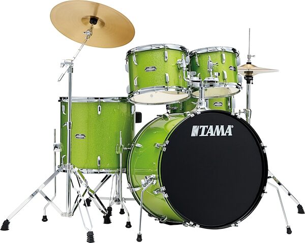 Tama Stagestar Complete 5-Piece Drum Set, Lime Green Sparkle, Action Position Back