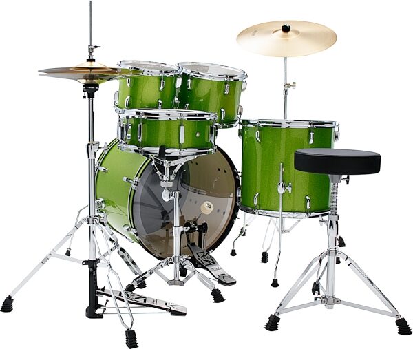 Tama Stagestar Complete 5-Piece Drum Set, Lime Green Sparkle, Action Position Back