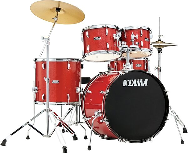 Tama Stagestar Complete 5-Piece Drum Set, Candy Red Sparkle, Action Position Back