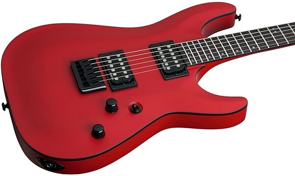 Schecter Stealth C-1 Electric Guitar, Satin Red - Body Angle