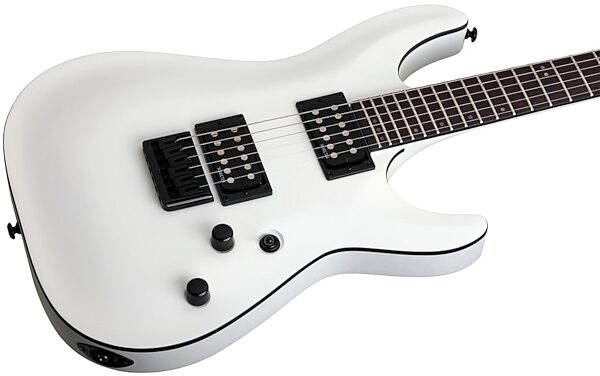 Schecter Stealth C-1 Electric Guitar, Satin White - Body Angle