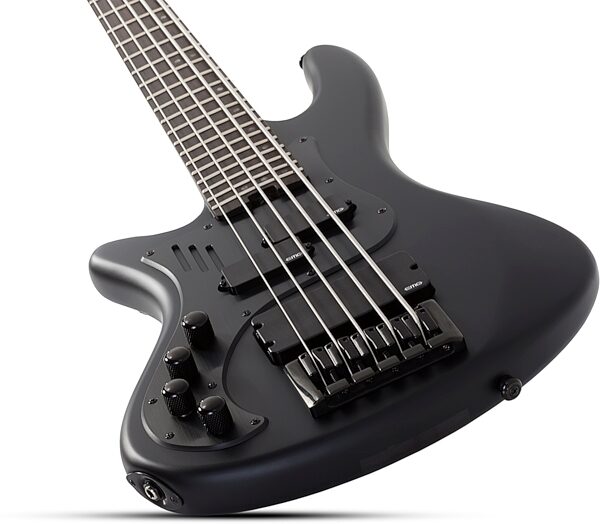 Schecter Stiletto Stealth-5 Pro Electric Bass, Left-Handed, Satin Black, Action Position Back