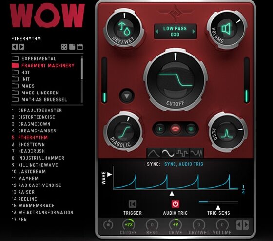 Sugar Bytes WOW 2 Audio Plug-in Software, Digital Download, Screenshot Front