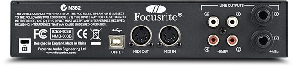 Focusrite Saffire 6 USB Audio Interface, Back