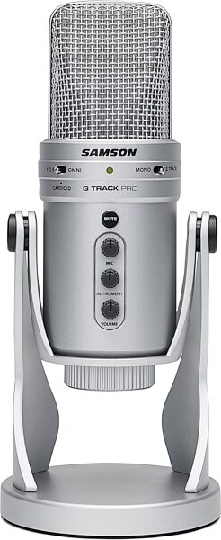 Samson G-Track Pro Studio USB Condenser Microphone, Silver, Action Position Back