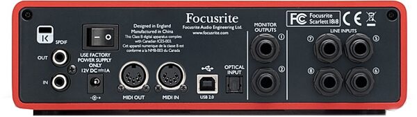 Focusrite Scarlett 18i8 USB 2.0 Audio Interface, Rear