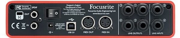 Focusrite Scarlett 6i6 USB 2.0 Audio Interface, Rear