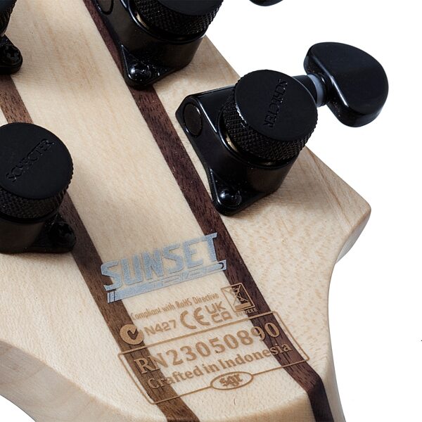 Schecter Sunset-7 Triad Electric Guitar, 7-String, Gloss Black, Action Position Back
