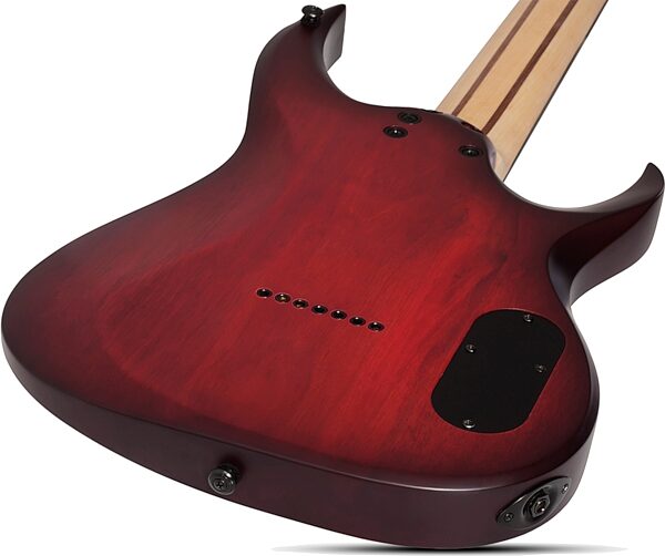 Schecter Sunset-7 Extreme Electric Guitar, Left-Handed, Scarlet Burst, Action Position Back