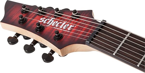 Schecter Sunset-7 Extreme Electric Guitar, Left-Handed, Scarlet Burst, Action Position Back