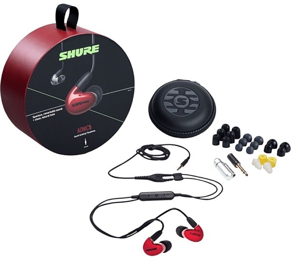 Shure AONIC 5 Sound Isolating Earphones, Red, SE53BARD+UNI, Warehouse Resealed, Alt