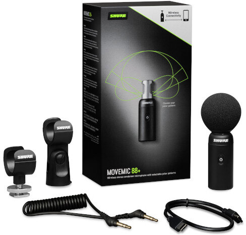Shure MoveMic 88+ Wireless Video Microphone, MV88+W-Z7, Packaging