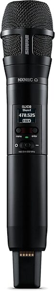 Shure SLXD2 Handheld Transmitter with Nexadyne 8/C Cardioid Dynamic Microphone, Black, Band G58, Action Position Back