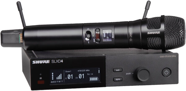 Shure SLXD24 Wireless System with Nexadyne 8/C Cardioid Dynamic Microphone, Black, Band G58, Action Position Back