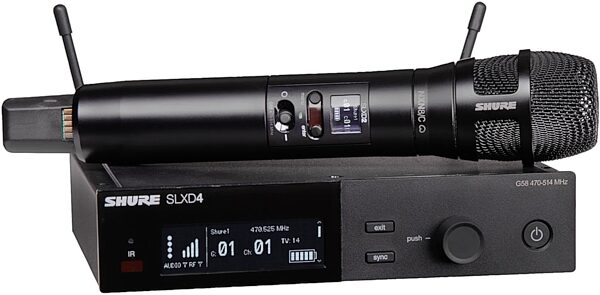 Shure SLXD24/N8CB Handheld Wireless Nexadyne 8/C Microphone System, Black, Band H55, Action Position Back