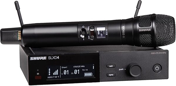 Shure SLXD24/N8SB Handheld Wireless Nexadyne 8/S Microphone System, Black, Band H55, Action Position Back