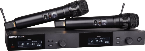 Shure SLXD24 Dual Wireless System with Nexadyne 8/S Supercardioid Dynamic Microphones, Band G58, Action Position Back