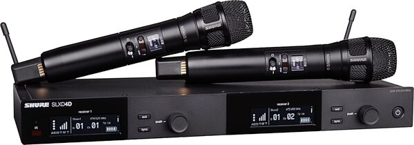 Shure SLXD24D/N8SB Dual Handheld Wireless Nexadyne 8/S Microphone System, Black, Band H55, Action Position Back