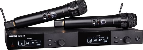 Shure SLXD24D/N8SB Dual Handheld Wireless Nexadyne 8/S Microphone System, Black, Band G58, Action Position Back