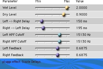 Cycling '74 Pluggo 3.1 VST MAS RTAS (Macintosh), Filter-Delay - Sizzle Delays