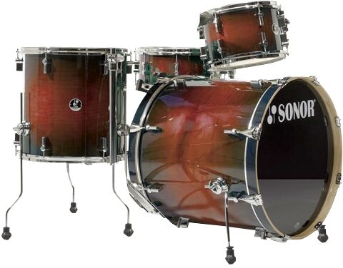 Sonor Force 2007 Rock 4-Piece Drum Shell Kit, Amber Fade
