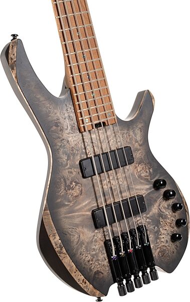 Cort Space 5 Headless Electric Bass, Stardust Black, Action Position Back