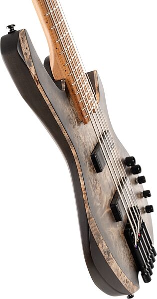 Cort Space 5 Headless Electric Bass, Stardust Black, Angled Side