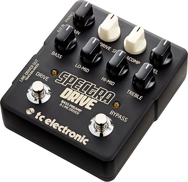 TC Electronic Spectradrive Bass Preamp Line Driver Pedal, Angled Front